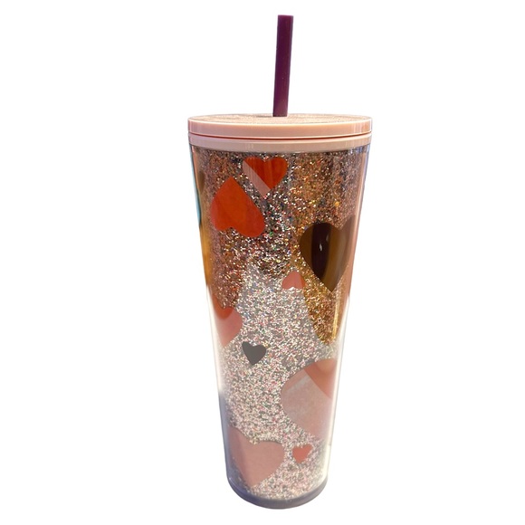 Starbucks Tumbler Hearts Glitter Valentine’s Day Limited Edition 24 OZ New - Picture 1 of 5